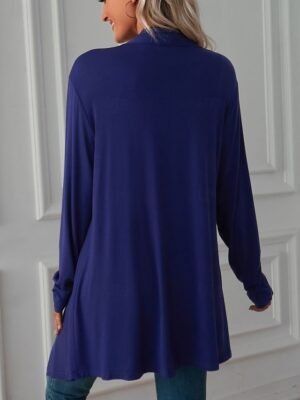 Casual Oversized Plain Collarless Open Front 3/4 Sleeve Jacket - Image 5