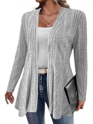 Casual Oversized Plain Stand Collar Long Sleeve Jacket - Image 2