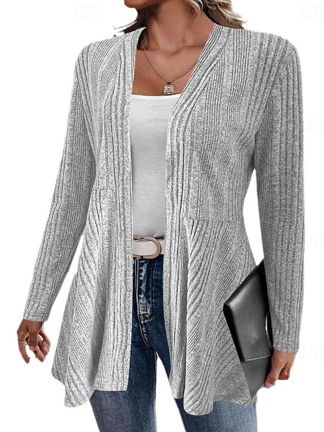 Casual Oversized Plain Stand Collar Long Sleeve Jacket - Image 2