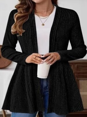 Casual Oversized Plain Stand Collar Long Sleeve Jacket - Image 4