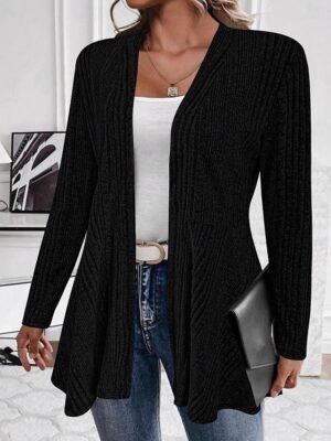 Casual Oversized Plain Stand Collar Long Sleeve Jacket - Image 5