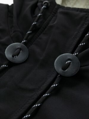 Casual Parka Loose Plain Zip Up Hooded Long Puffer Coat - Image 35