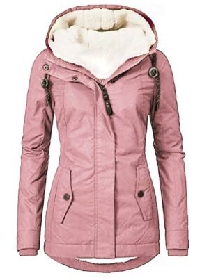 Casual Parka Loose Plain Zip Up Hooded Long Puffer Coat - Image 42