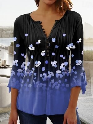 Casual Plus Size Graphic Round Neck Long Sleeve Regular Top - Image 12