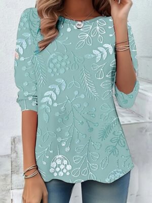 Casual Regular 3D Print Round Neck Long Sleeve Tops - Image 22