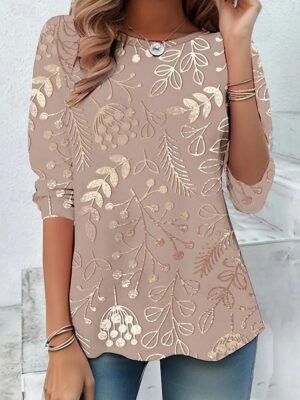 Casual Regular 3D Print Round Neck Long Sleeve Tops - Image 24