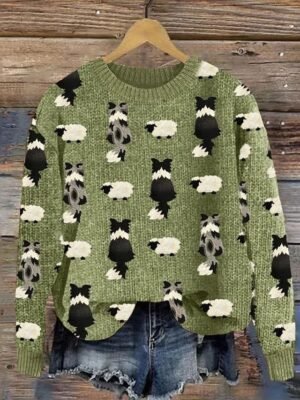 Casual Regular Animal Crew Neck Long Sleeve Regular Top - Image 1