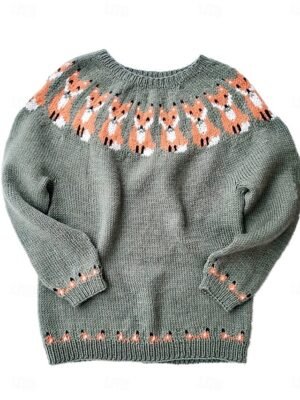 Casual Regular Animal Crew Neck Long Sleeve Knitted Jumper - Image 2