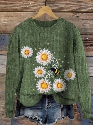 Casual Regular Animal Crew Neck Long Sleeve Regular Top - Image 3