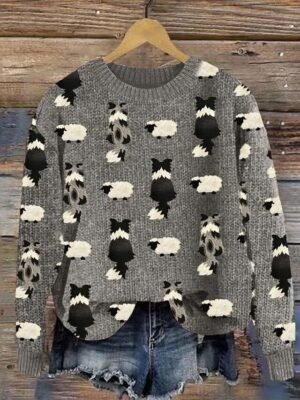 Casual Regular Animal Crew Neck Long Sleeve Regular Top - Image 4
