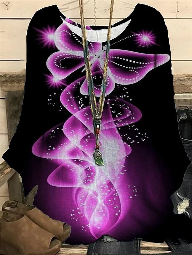 Casual Regular Butterfly Print Blouse - Image 1