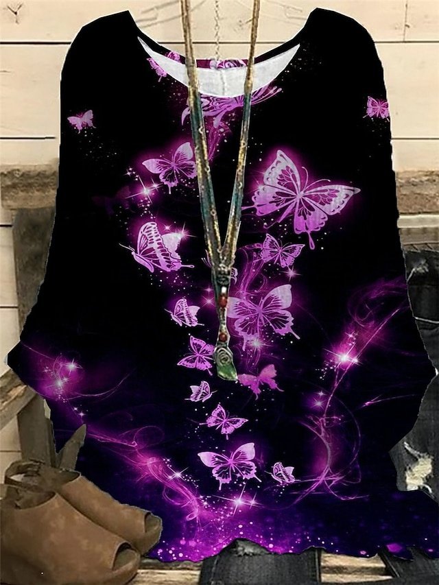 Casual Regular Butterfly Print Blouse - Image 3