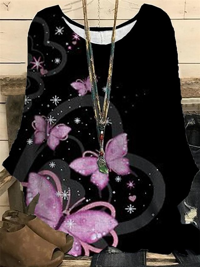 Casual Regular Butterfly Print Blouse - Image 4