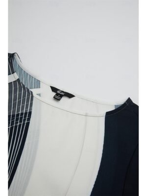 Casual Regular Butterfly Print Round Neck Long Sleeve Asymmetrical Hem Chiffon Top - Image 13