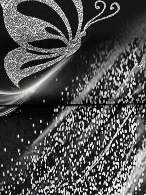 Casual Regular Butterfly Print Round Neck Long Sleeve Asymmetrical Hem Chiffon Top - Image 2