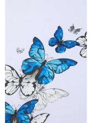 Casual Regular Butterfly Print Round Neck Short Sleeve Summer T-Shirt - Image 7