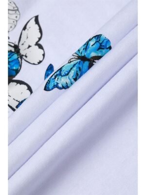 Casual Regular Butterfly Print Round Neck Short Sleeve Summer T-Shirt - Image 8