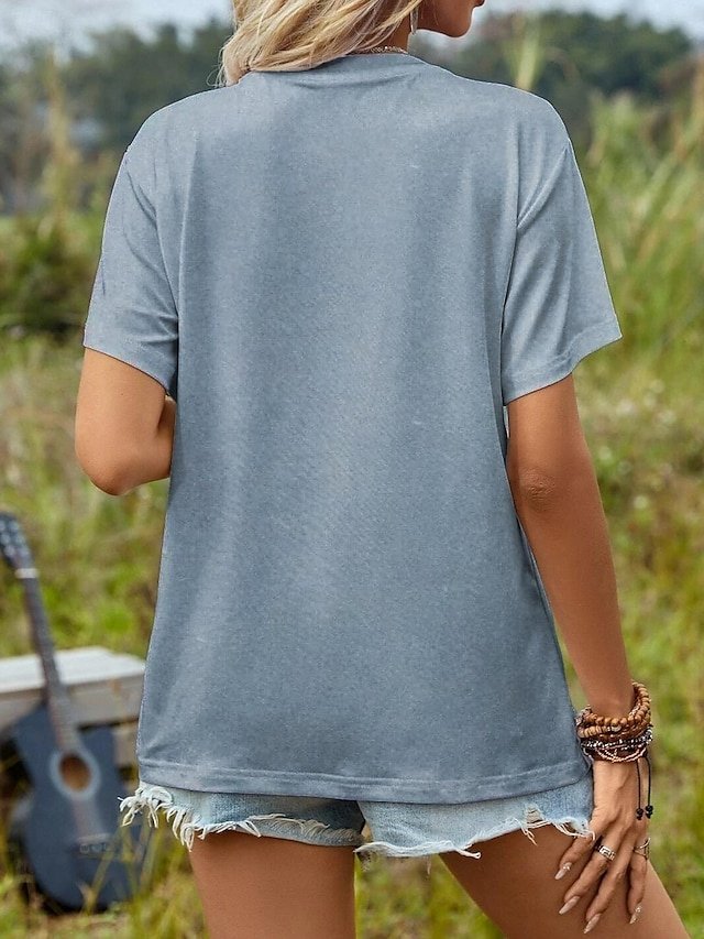 Casual Regular Cat Crew Neck Short Sleeve T-Shirt - Image 2