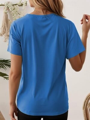 Casual Regular Cat Print Crew Neck Short Sleeve Tops - Image 2