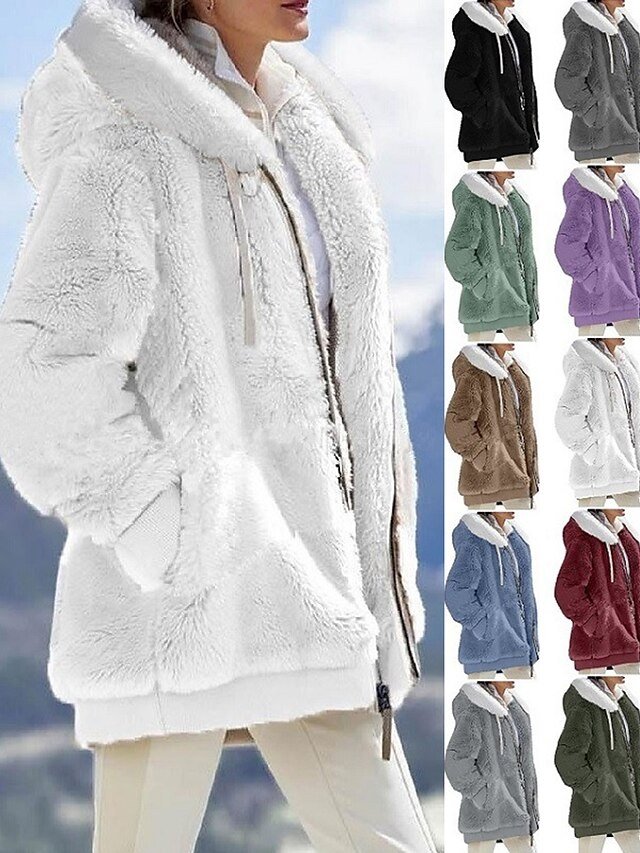 Casual Regular Color Block Cowl Neck Long Sleeve Hoodie - Image 1