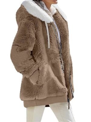 Casual Regular Color Block Cowl Neck Long Sleeve Hoodie - Image 4