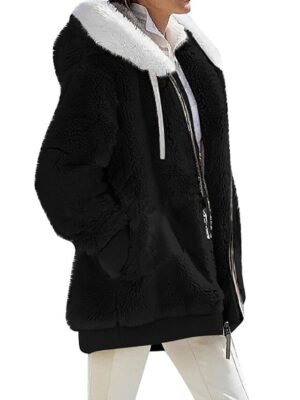 Casual Regular Color Block Cowl Neck Long Sleeve Hoodie - Image 7