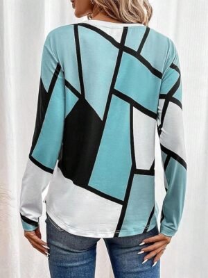 Casual Regular Colour Block Crew Neck Long Sleeve Top - Image 2