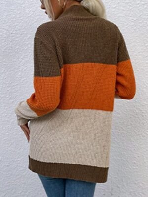 Casual Regular Colour Block V Neck Long Sleeve Cardigan - Image 2