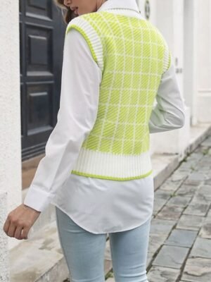 Casual Regular Colour Block V Neck Sleeveless Regular Top - Image 10