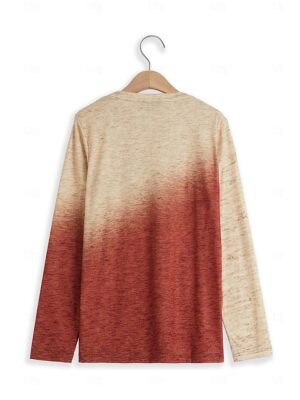 Casual Regular Colour Gradient Round Neck Long Sleeve T-shirt - Image 3