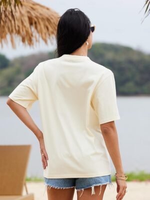 Casual Regular Daisy Print Round Neck Short Sleeve Tops - Image 4