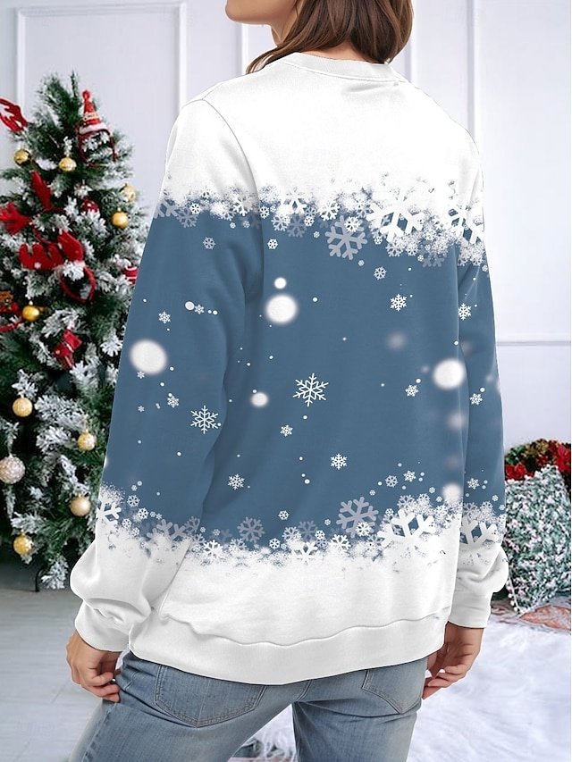 Casual Regular Fit Bunny with Hat Graphic Crew Neck Long Sleeve Winter Sweatshirt - Image 2
