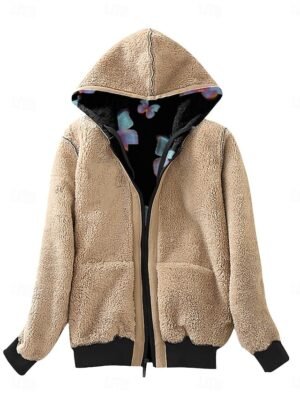 Casual Regular Fit Butterfly Zipper Hoodie Long Sleeve Fleece Jacket - Image 9