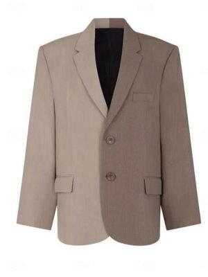 Casual Regular Fit Colour Block Crew Neck Long Sleeve Blazer Suit - Image 5