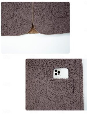 Casual Regular Fit Colour Block Open Front Sleeveless Fleece Vest - Image 3