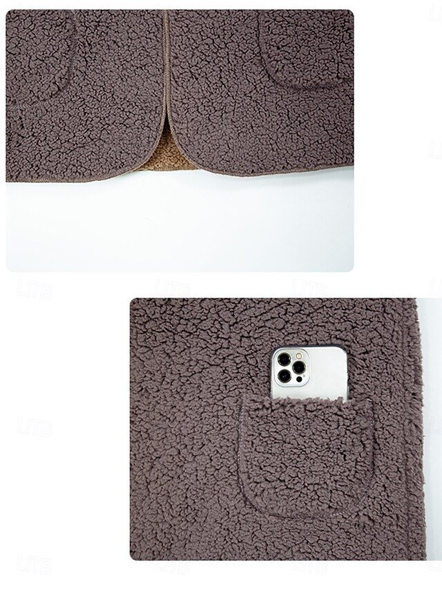 Casual Regular Fit Colour Block Open Front Sleeveless Fleece Vest - Image 3