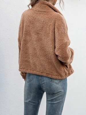 Casual Regular Fit Colour Block Turndown Long Sleeve Fleece Jacket - Image 2