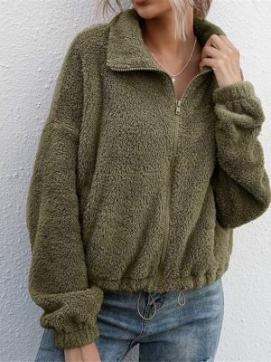 Casual Regular Fit Colour Block Turndown Long Sleeve Fleece Jacket - Image 6