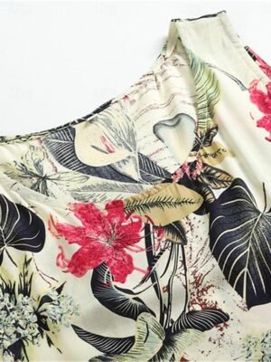 Casual Regular Fit Floral Crew Neck Maxi Dress - Image 7