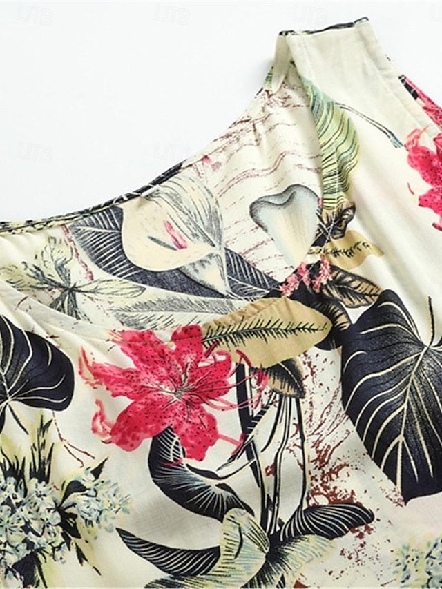 Casual Regular Fit Floral Crew Neck Maxi Dress - Image 7