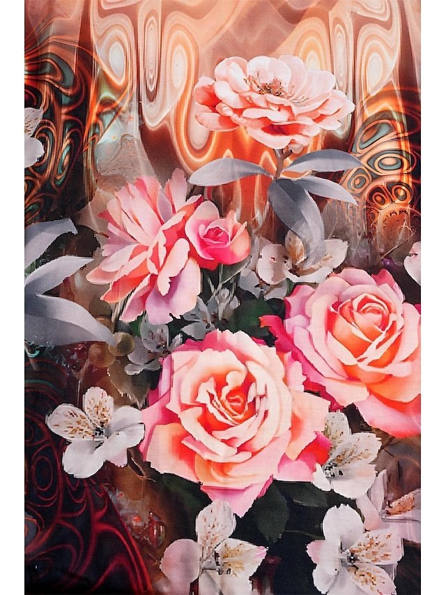 Casual Regular Fit Floral Crew Neck Short Sleeve Maxi Dress - Image 2