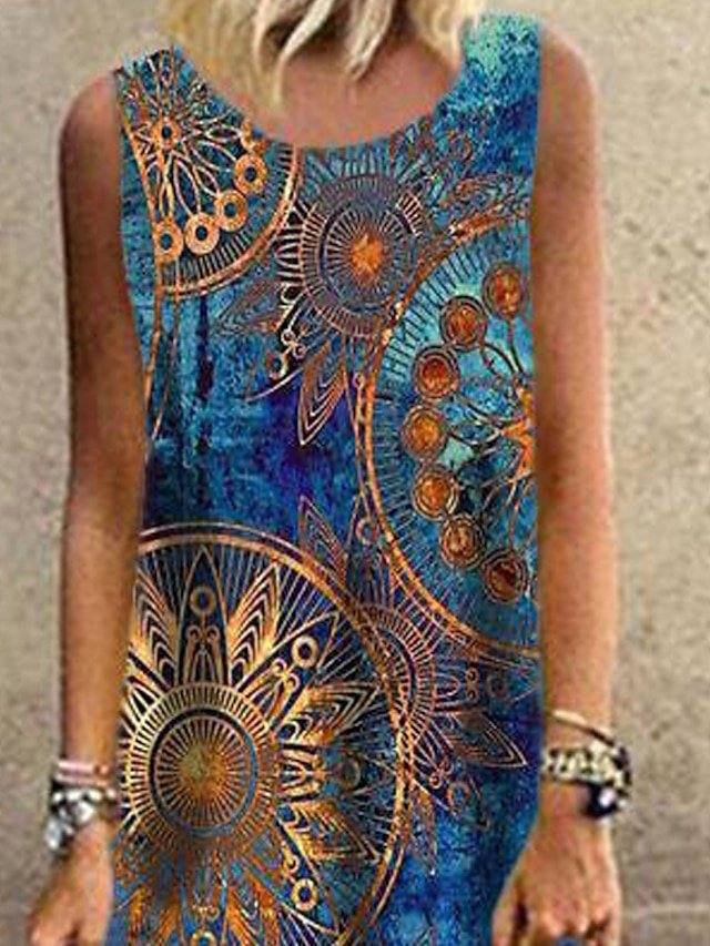 Casual Regular Fit Floral Crew Neck Short Sleeve Maxi Dress - Image 2