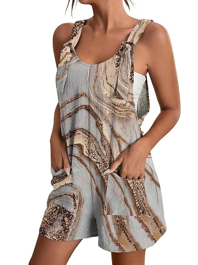 Casual Regular Fit Floral Crew Neck Sleeveless Overall Jumpsuit - Image 18