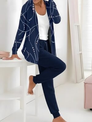 Casual Regular Fit Floral Hooded Long Sleeve Tracksuit Set - Image 7