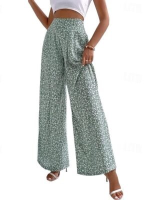Casual Regular Fit Floral Long Trousers - Image 12