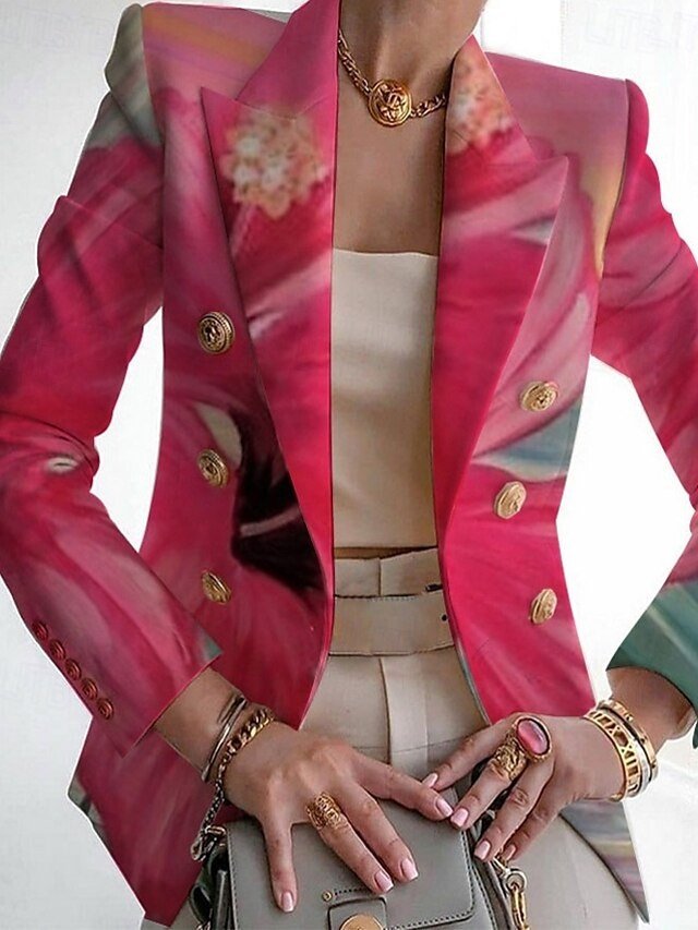 Casual Regular Fit Floral Turndown Long Sleeve Blazer - Image 2