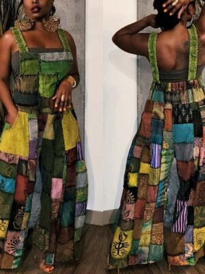 Casual Regular Fit Floral U Neck Sleeveless Summer Jumpsuit - Image 1