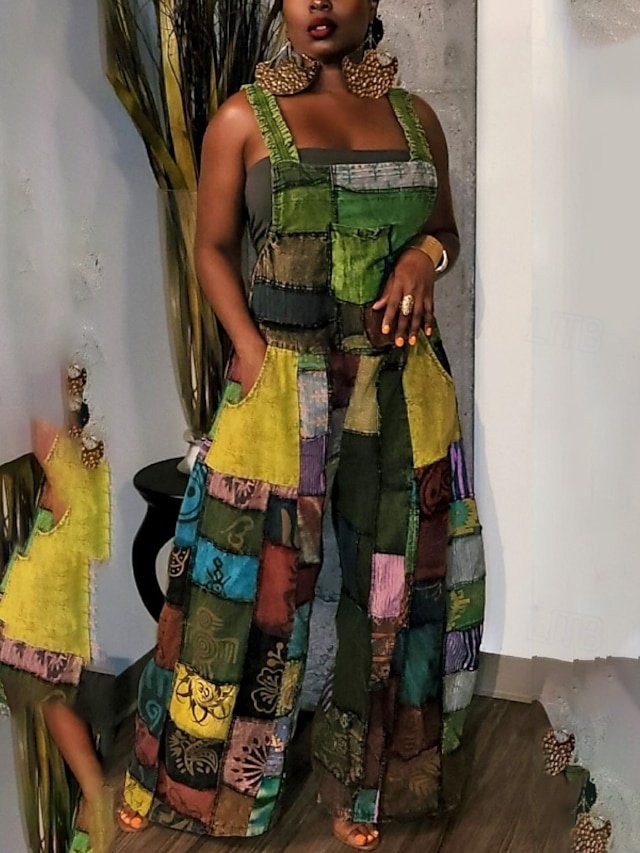 Casual Regular Fit Floral U Neck Sleeveless Summer Jumpsuit - Image 2