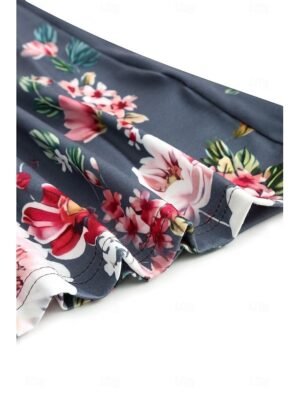 Casual Regular Fit Floral V Neck Short Sleeve Mini Dress - Image 12