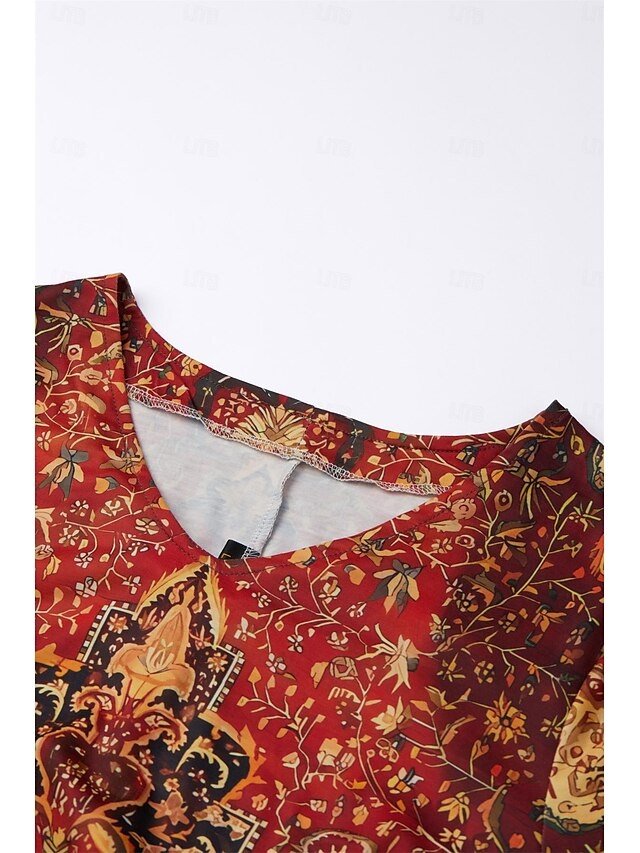 Casual Regular Fit Floral V Neck Short Sleeve Mini Dress - Image 2